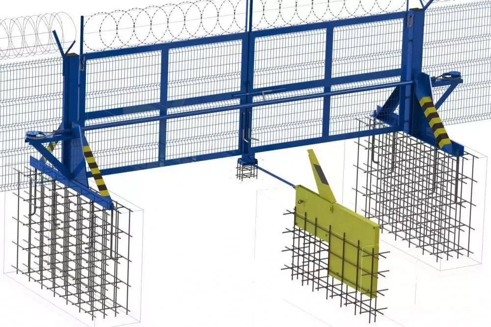 Ворота противотаранные распашные двустворчатые